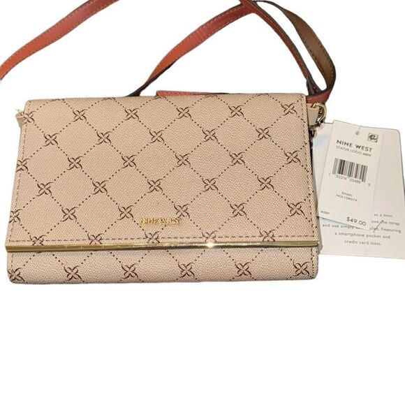 NWT Nine West Status Logo Wallet on a String - Khaki/Gold - Picture 2 of 9